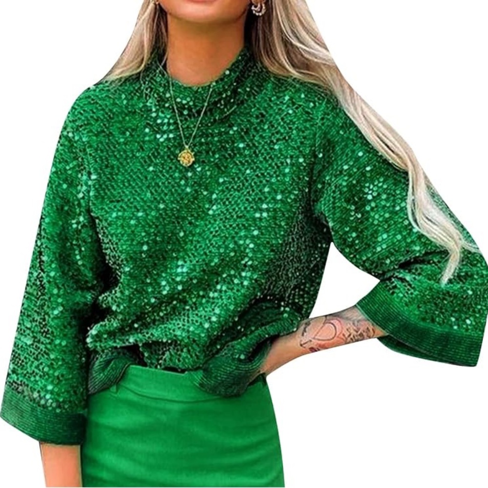 BRAND NEW - Zara Green Sequin Top - Size Small